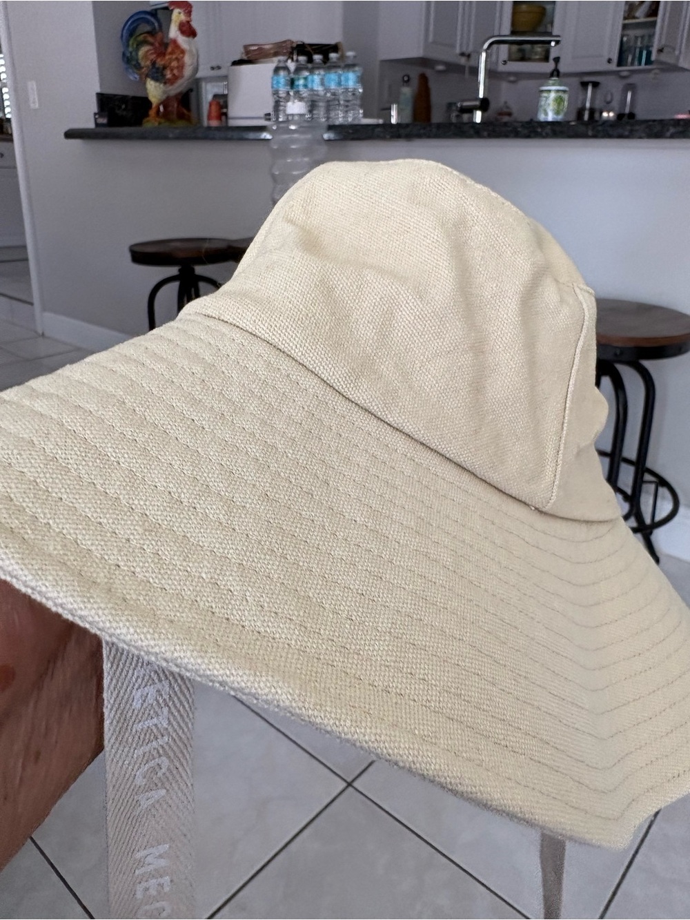 Beige Wide-Brim Sun Hat with Chin Straps - Picture 3 of 5